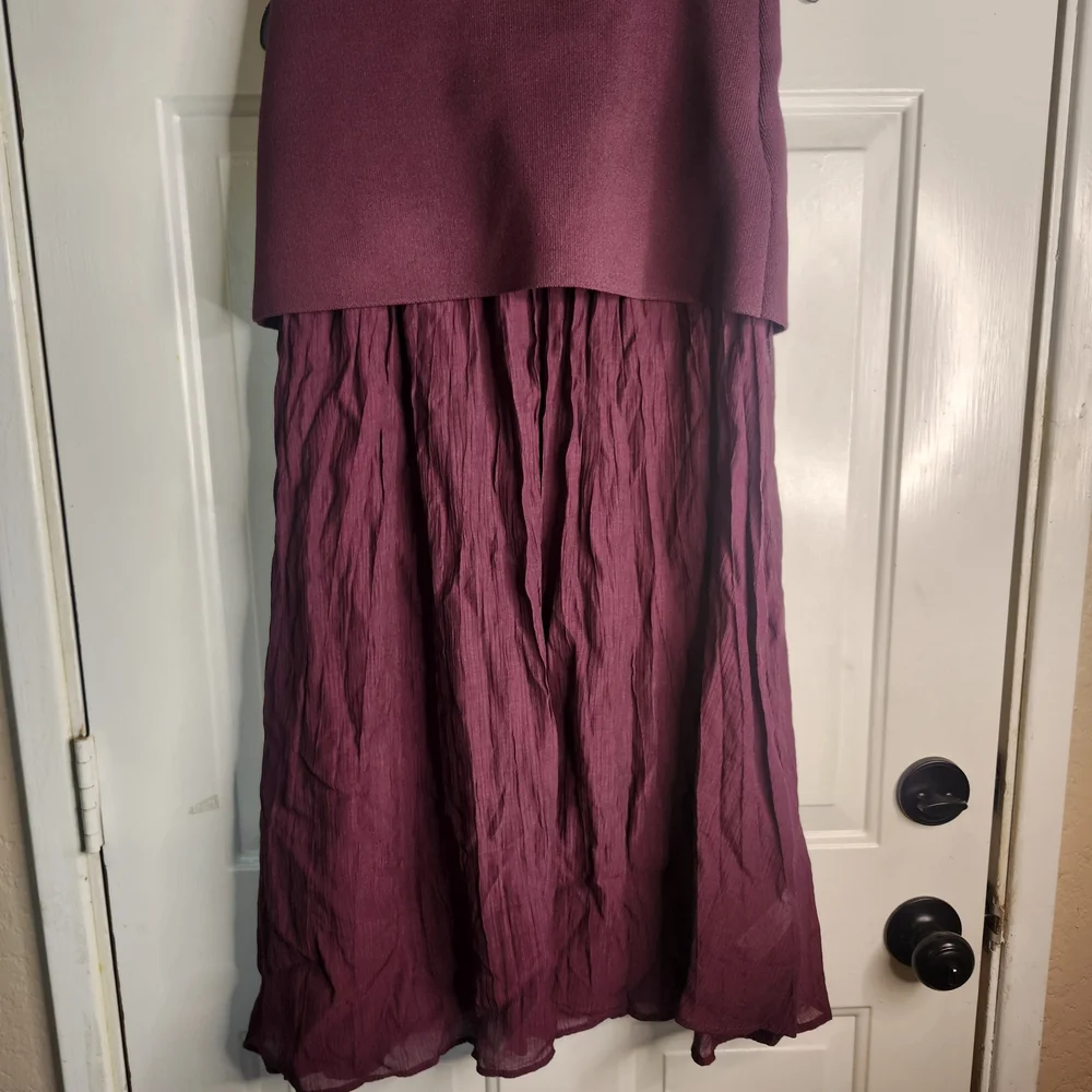 Zara Burgundy Pleated Maxi Skirt - Picture 6 of 7